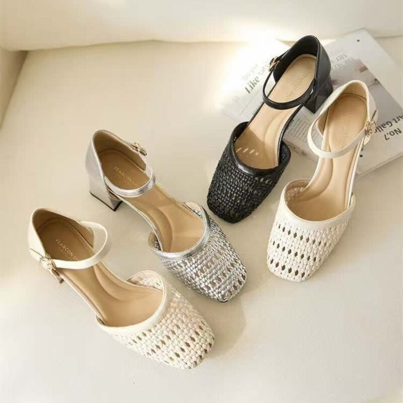 Formal Dress - Fashion Woven Hollow Chunky Root Sandals