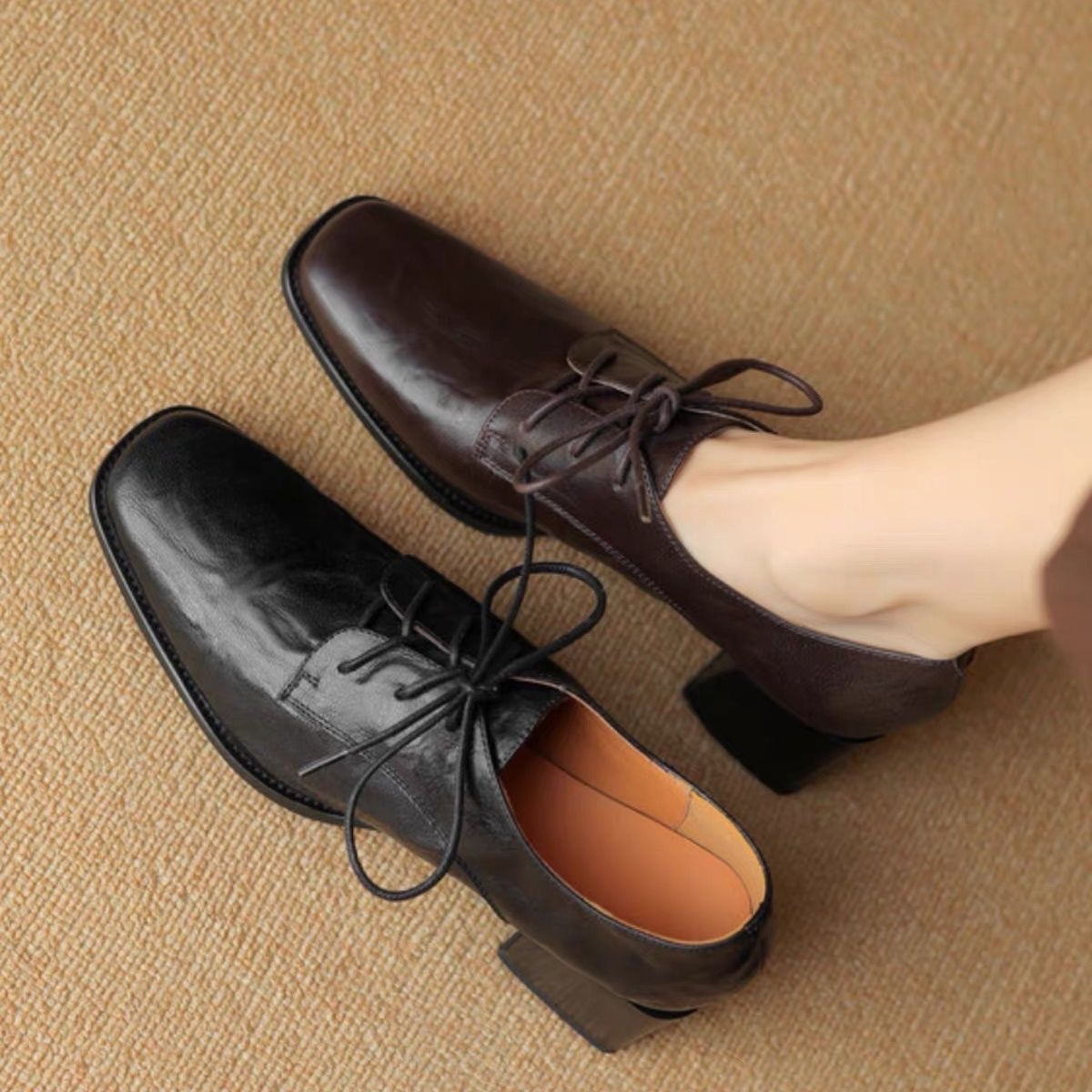 Women Square Toe Lace Up Oxfor - Formal Dress 评论和价格