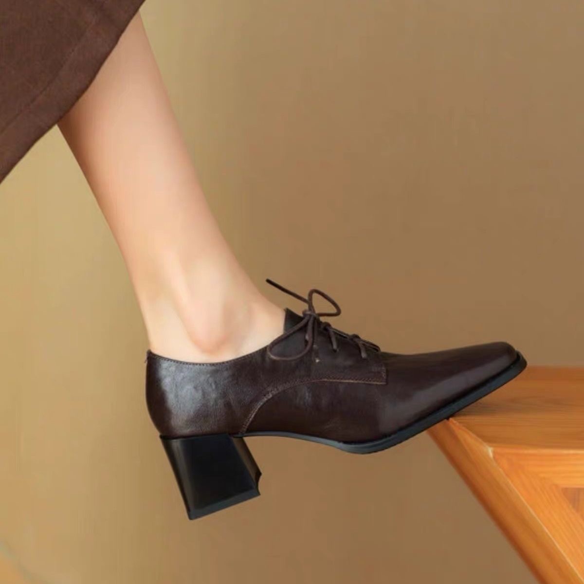 Women Square Toe Lace Up Oxfor - Formal Dress 评论和价格
