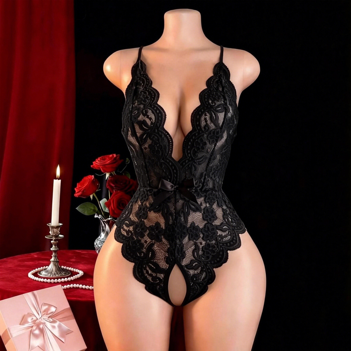 Hot Crotchless Sexy Lingerie F - Lace Dress 评论和价格