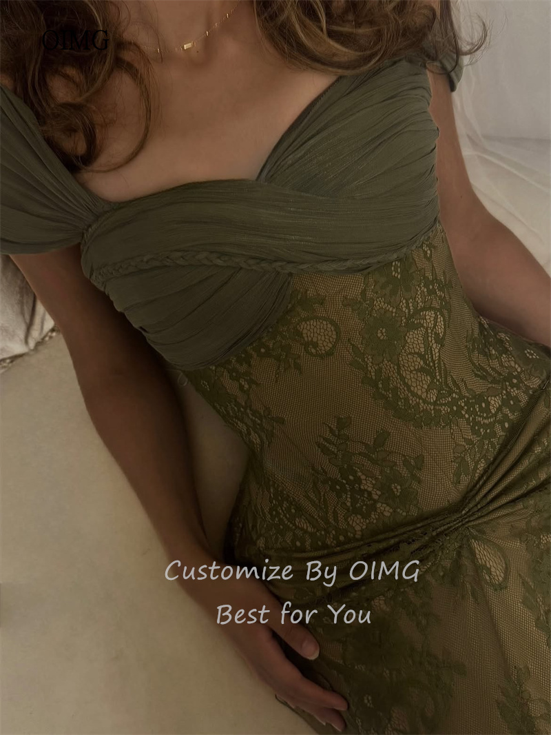 OIMG Olive Green Sweetheart Ne - Lace Dress 评论和价格