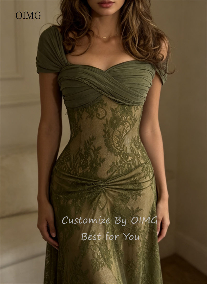 OIMG Olive Green Sweetheart Ne - Lace Dress 评论和价格