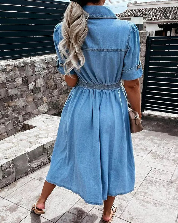 Women's Light Wash Denim Shirt - Midi Dress 评论和价格