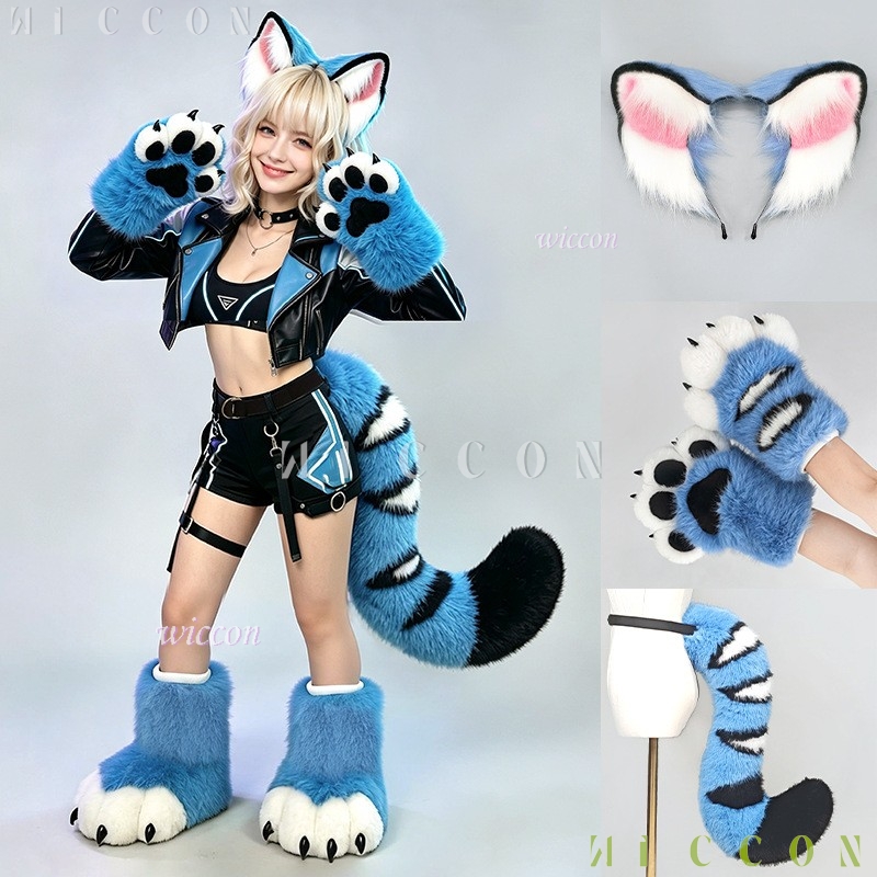 Derpyy Blue Tiger Fursuit Ears - Formal Dress 评论和价格