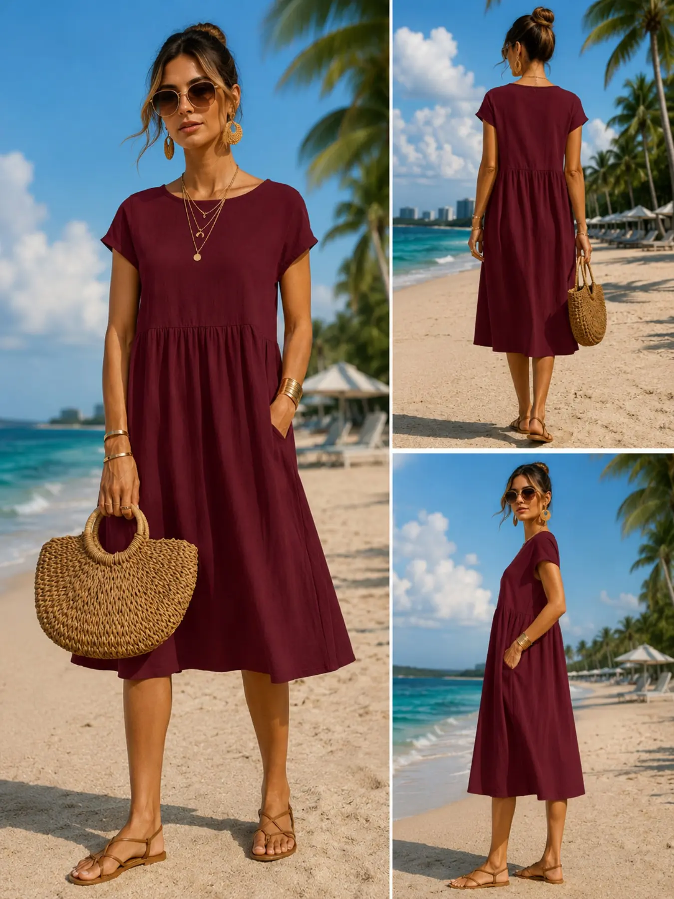 Women’s Casual Midi Dress with - Midi Dress 评论和价格