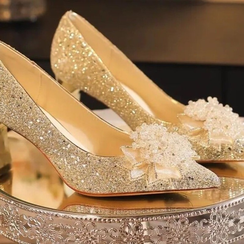 Rhinestone Flower Block Heel S - Pump Heel Block 评论和价格